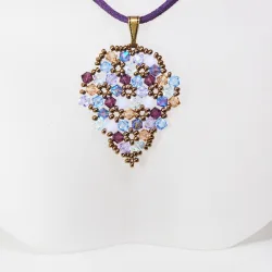 Pendant 30cm - Shea Grapes-Purple Suedine - Pendant 30cm - Laiton bronze